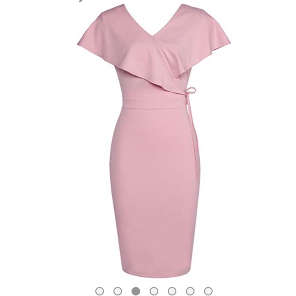 🌸💕PINK MIDI COCKTAIL V NECK AND BACK DRESS🌷💄